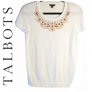 TALBOTS SCOOPNECK BLOUSE - WHITE